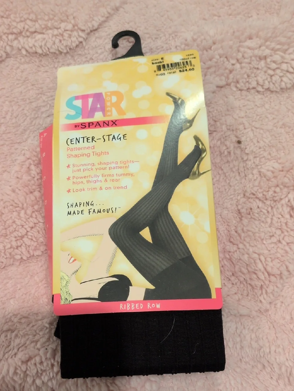 SPANX Black Ribbed Patterned Shaping Tights - Size E